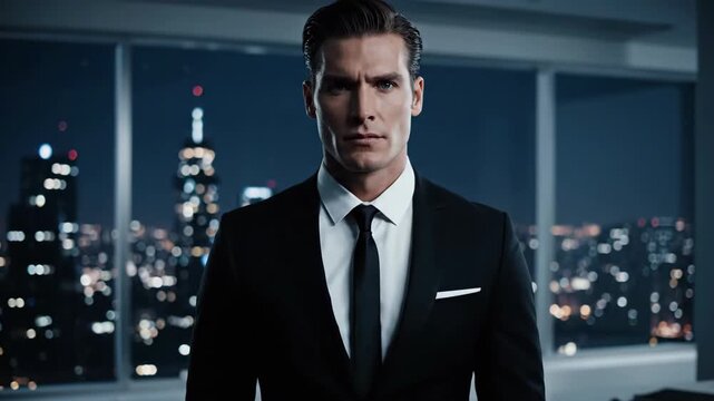 Suit men organize ties office scene, business elite night scene