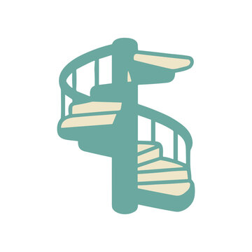 Turquoise spiral staircase icon on white background