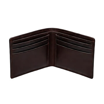 Empty leather wallet isolated on pure white background