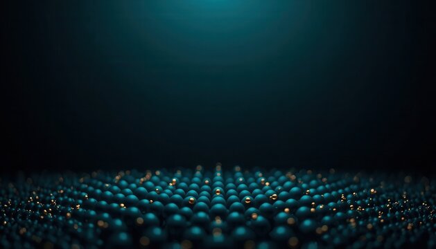 Dark teal abstract background with circular spheres grid pattern abstract background technology geometric molecules structure conceptual minimalist wallpaper backdrop particle chemistry