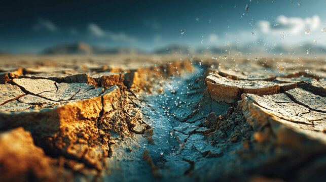 Drought awareness image highlighting water scarcity dry cracked earth freshwater shortage sustainable water use agricultural challenges climate change effects and global resource management urgency