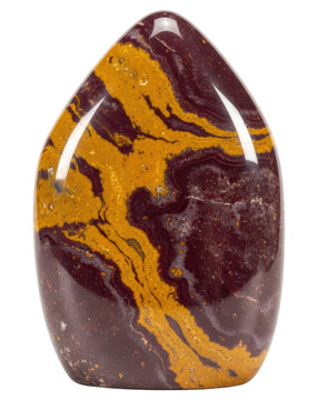 Polished mookaite jasper gemstone isolated on a transparent background