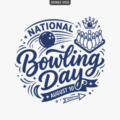 Obraz premium The flat design for a National Bowling Day poster focuses on simplicity, elegance, and ease of recognition. Vector Illustration