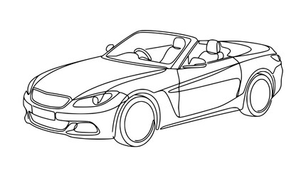 Obraz premium Sleek Convertible Sports Car Line Art - Modern Luxury Automobile Outline