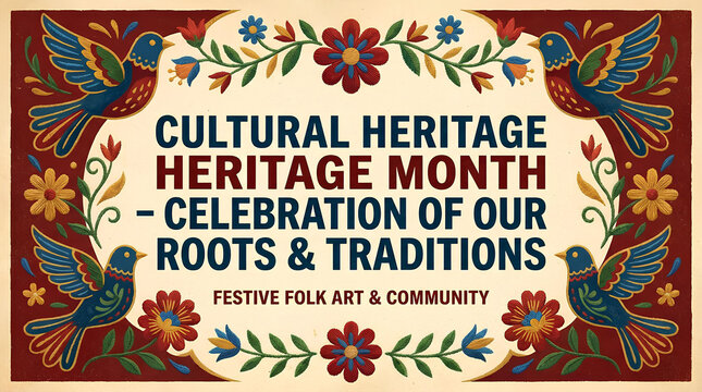Cultural Heritage Month festive folk art poster design.