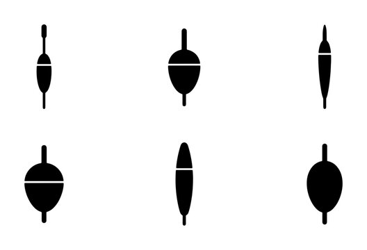 Fishing Floats Collection, Bobbers Set, Buoy Icons, Water Sport Equipment, Angling Gear, Vector Graphics