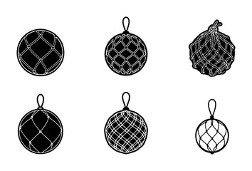 Fishing Net Floats, Buoys, and Bobbers Set, Nautical Marine Icons, Vector Graphics © Priyo