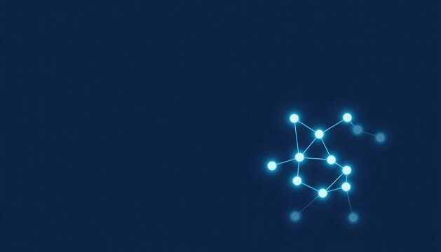 Digital glowing blue light nodes connected by lines forming a network cluster with connection technology abstract communication internet information structure computing innovation backdrop