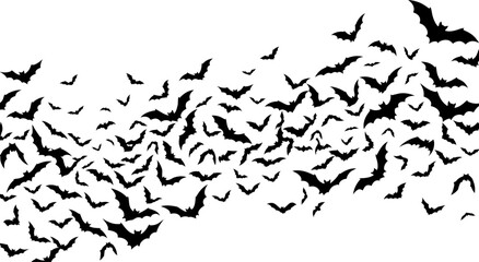 Swarm of bats silhouette against a white background vector illustration