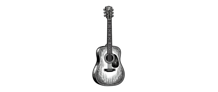 Hand-drawn acoustic guitar sketch on white background
