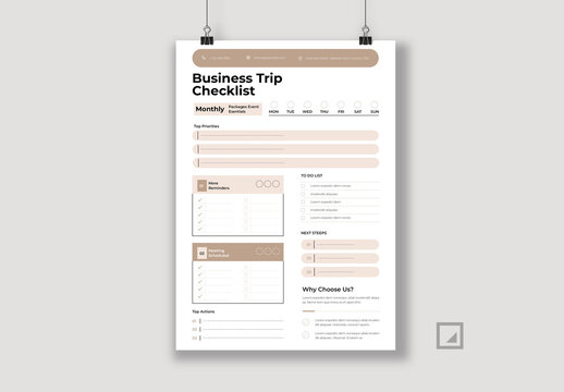 Business Trip Checklist Layout