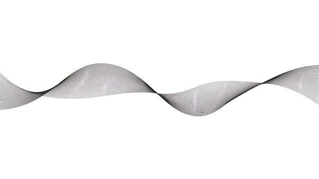 Abstract flowing metallic wave ribbon with smooth curves isolated on white background