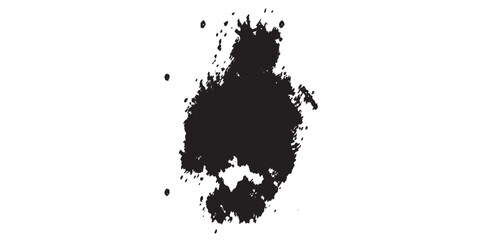Fototapeta premium Abstract Black Ink Splatter Blob Shape Isolated on White Background.