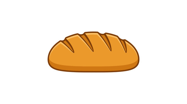 Fresh baked bread loaf vector illustration isolated on white background.