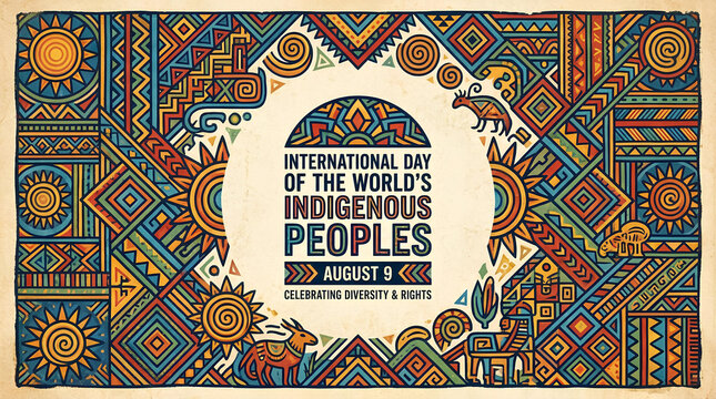 Ethnic pattern background for World Indigenous Peoples Day.