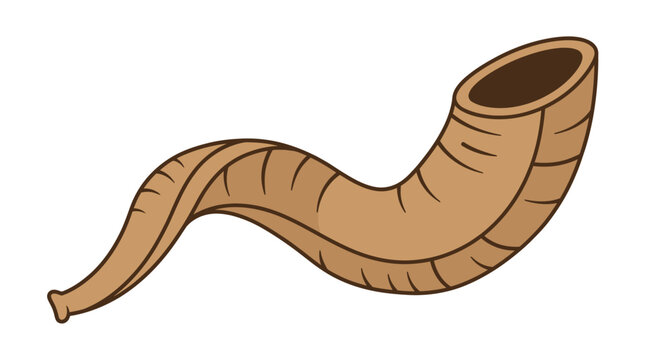 Simple flat vector illustration of a shofar horn for Rosh Hashana holiday