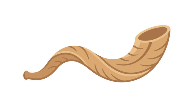 Iconic Shofar Horn Flat Vector Art for Rosh Hashana Jewish New Year Festivities