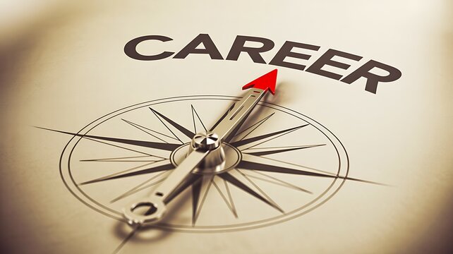 Career direction concept with compass pointing toward professional success