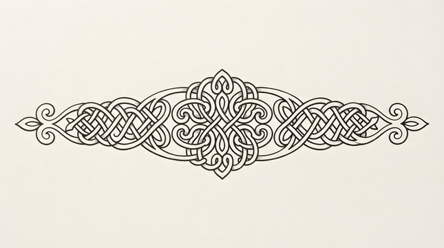 Symmetrical celtic knotwork flourish. Decorative vintage border element for elegant design.