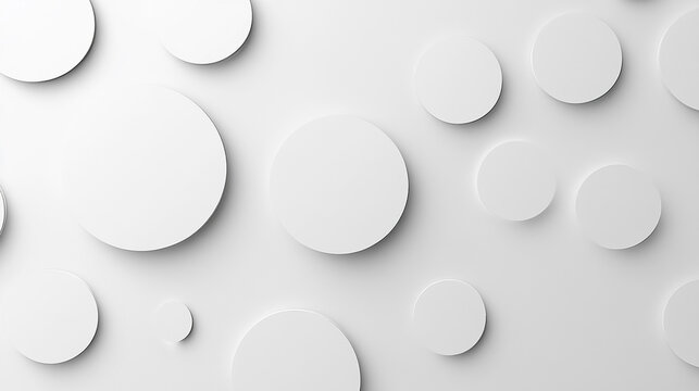 A clean, modern background showcases an arrangement of white circles with soft