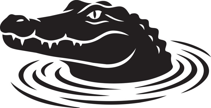 alligator silhouette emerging from water wildlife vector illustration