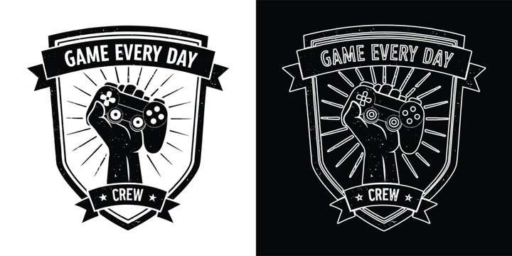 Game every day crew gaming badge logo design