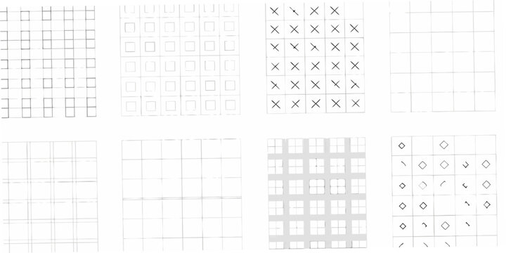 Graph paper patterns with grids and markings white background