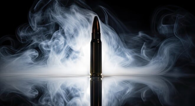 Bullet projectile with horizontal smoke trails and mirrored base.