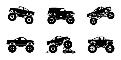 Monster Truck Silhouettes: Off-Road Adventure, Extreme Sports, and Powerful Vehicles Collection © Diganto