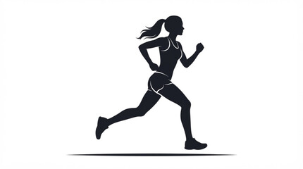 Obraz premium Running Woman Silhouette Vector Illustration