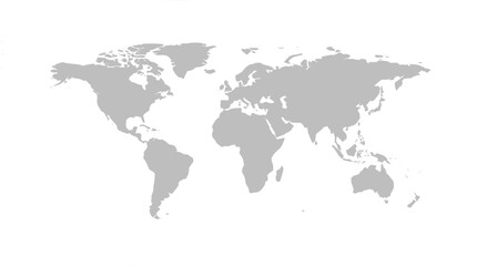 Fototapeta premium Simple world map silhouette clean minimal global geography continents outline flat design isolated gray vector illustration background