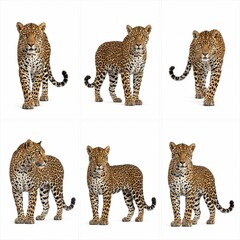Naklejka premium Adult leopard standing isolated on pure white background