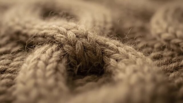 Macro brown knitted wool sweater texture