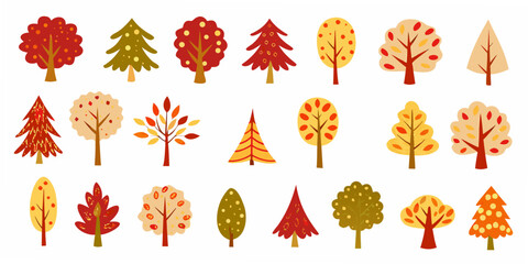 Collection Of Fall Trees Vector Illustration With Colorful Foliage © Rakesh