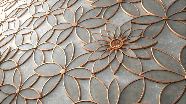Intricate metal flower and vine design pattern