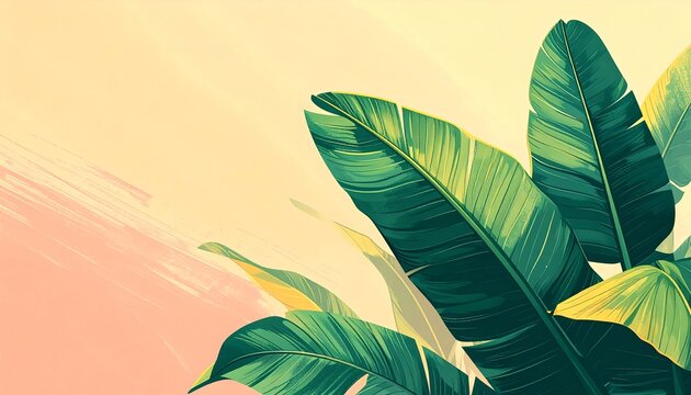 Lush Tropical Leaves with Calm Pastel Background