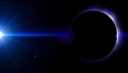 Obraz premium Eclipse Bright Star Behind Shadowed Planet