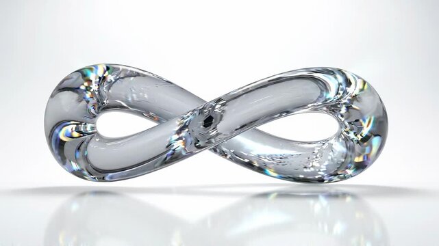 Abstract Liquid Glass Twisting into Continuous Mobius Strip Emphasizing Infinite Mathematical Perfection