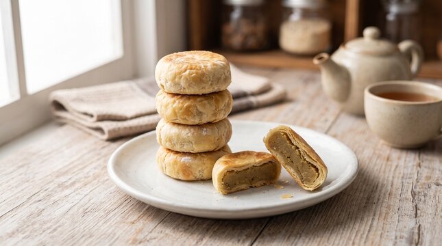 Indonesian Bakpia Pathok Sweet Mung Bean Pastry Dessert from Yogyakarta