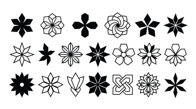  
Geometric Floral Pattern Vector Set Decorative Icons