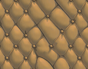 Obraz premium Seamless warm neutral tactile tufted quilted upholstery pattern, tone-on-tone caramel texture for wallpaper, wrapping paper, textile and background design, minimalist boho quiet-luxury repeat