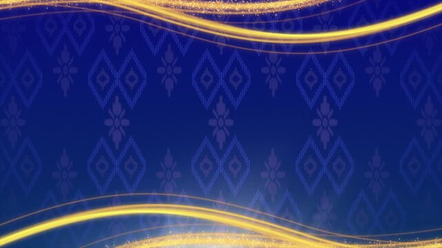 Gold Liquid Silk Flowing Over Batik Pattern Luxury Background 4K