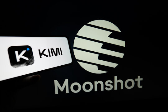 Qingdao,China-July.26.2026:Photo of a smartphone screen showing "KIMI K3" next to a Moonshot AI logo on a monitor.