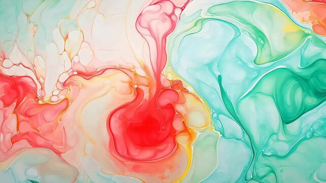Digital coral and mint green watercolor marble abstract background