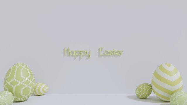  Happy Easter scene featuring a collection of colorful eggs