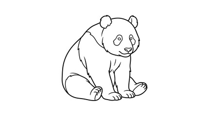 Sitting giant panda line art illustration. © Hera