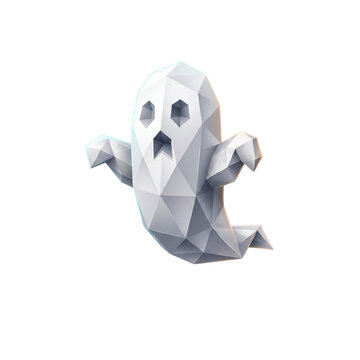 Geometric low poly ghost illustration for spooky Halloween decor and digital art designs
