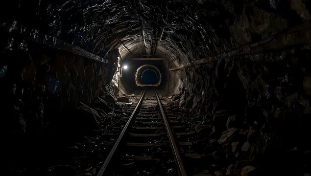 Mine tunnel. Tunnel to the dark from a mine.