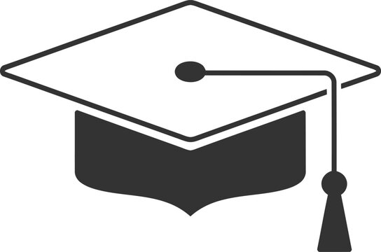 Graduation Cap with Tassel in Black and White Featuring Academic, Education, School with University and College Elements