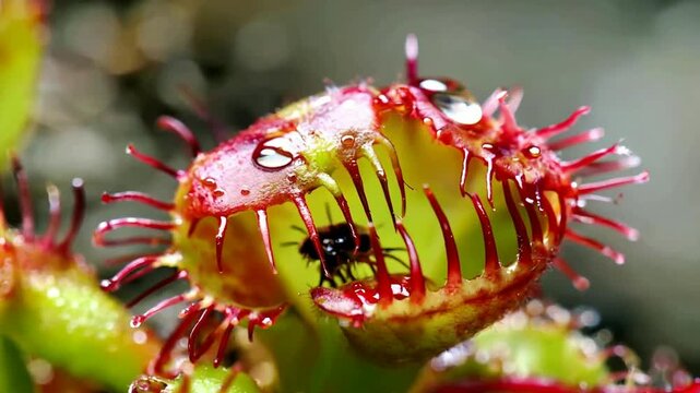 Venus flytrap with spider prey.
